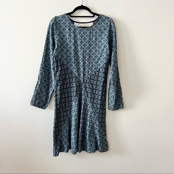 Ace & Jig Court Blue Jacquard Patterned Long Sleeve Dress - Picture 4 of 8